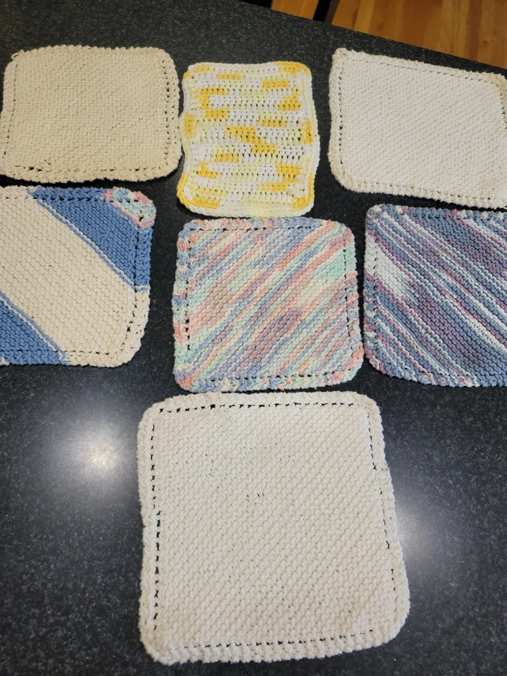 Vintage Handmade Washable Crochet Squares - Multicolor and Cream
